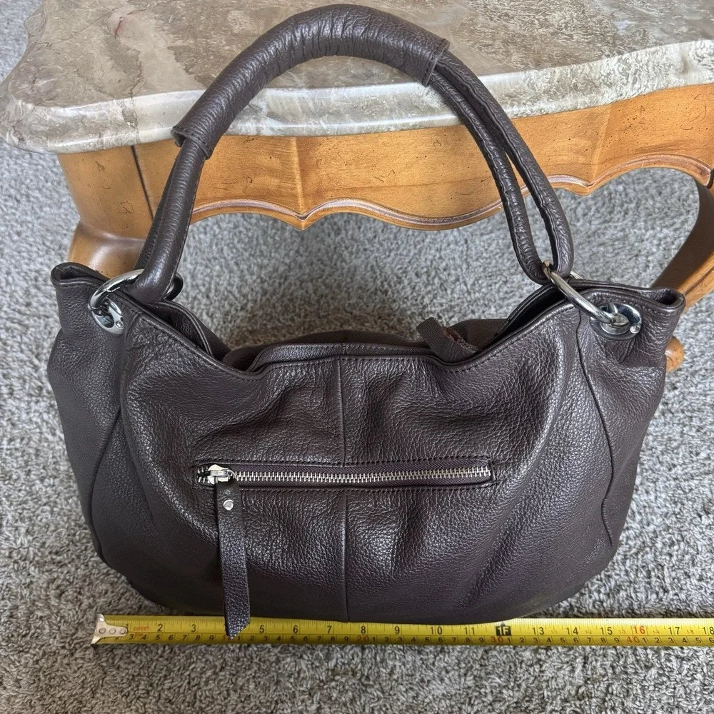 Dudubags Brown Pebbled Italian Leather Hobo Style Bag - Very Soft And Functional